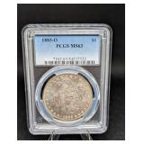 1885-O Morgan Silver Dollar PCGS MS63 - New Orleans Mint