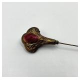 Vintage Sick Pin with Red Cabochon