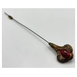 Vintage Sick Pin with Red Cabochon