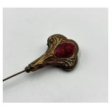 Vintage Sick Pin with Red Cabochon