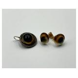 Cat's Eye Agate Pendant & Stud Earrings