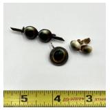 Cat's Eye Agate Pendant & Stud Earrings