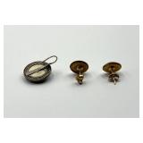 Cat's Eye Agate Pendant & Stud Earrings