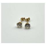 Gold-Tone Round-Cut Clear Gem Stud Earrings (Pair)