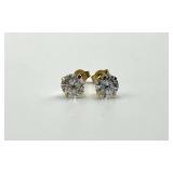 Gold-Tone Round-Cut Clear Gem Stud Earrings (Pair)
