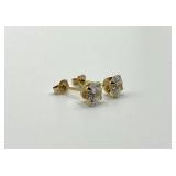 Gold-Tone Round-Cut Clear Gem Stud Earrings (Pair)