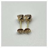 Gold-Tone Round-Cut Clear Gem Stud Earrings (Pair)