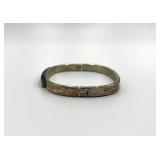 Sterling Silver 925 Hinged Bracelet with Lapis Lazuli Inlay