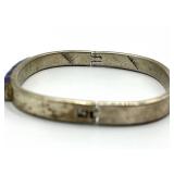 Sterling Silver 925 Hinged Bracelet with Lapis Lazuli Inlay