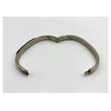 Sterling Silver 925 Hinged Bracelet with Lapis Lazuli Inlay