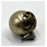 Moon & Star Ball Pendant - Silver Sphere With Gold Crescent & Star