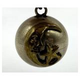 Moon & Star Ball Pendant - Silver Sphere With Gold Crescent & Star
