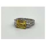 Judith Ripka 925 Sterling Silver Emerald-Cut CZ Ring - Size 8