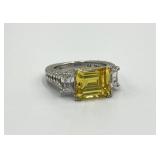 Judith Ripka 925 Sterling Silver Emerald-Cut CZ Ring - Size 8