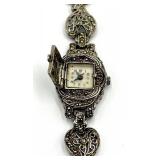 Hidden-Face Locket Watch with Filigree Bracelet