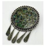 925 Taco Brooch/Pendant With Turquoise Mosaic Inlay