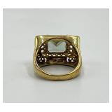 Emerald-Cut Aquamarine Ring, Size 9, 925 Stamp in Gold-Tone Setting