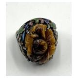 Chinese Export Sterling Amber Ring