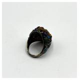 Chinese Export Sterling Amber Ring