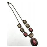 Art Nouveau Pink Cabochon Necklace