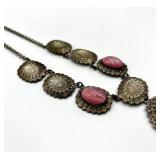 Art Nouveau Pink Cabochon Necklace