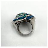 Gilson Opal Flower Ring - 925 Sterling Silver