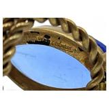Regency Revival Style Cocktail Ring - Blue Glass Stone - Adjustable