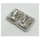 Silver Clip-On Earrings - Ornate Rectangular Filigree