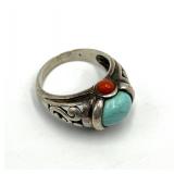 Sally Treasures Turquoise Coral Ring