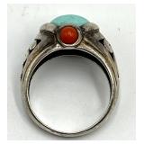 Sally Treasures Turquoise Coral Ring