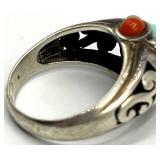 Sally Treasures Turquoise Coral Ring