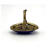 Blue Agate Oval Ring - Adjustable Brass Setting