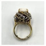 14K Gold Oval Opal Center with Diamond Halo