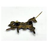 Sterling Blue Enamel Horse Brooch