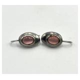 Sterling Pink Cabochon Drop Earrings