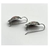 Sterling Pink Cabochon Drop Earrings