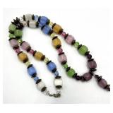Colorful Glass Bead Necklace & Bracelet Set