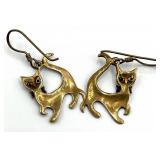 Antique Bronze Cat Earrings