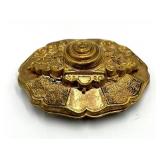 Antique Gold-Tone Filigree Brooch Pin