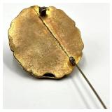 Antique Gold-Tone Filigree Brooch Pin