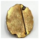 Antique Gold-Tone Filigree Brooch Pin