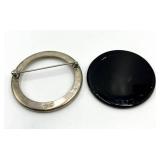 Sterling Glass Disc Pin