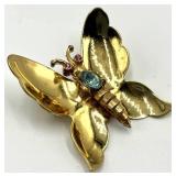 Gold-Tone Butterfly Brooch Pin