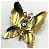 Gold-Tone Butterfly Brooch Pin