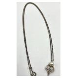 Pearl Marcasite Silver Pendant Necklace