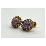 Faux Pink Fire Opal Screw-On Earrings
