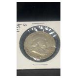 1954 d Benjamin Franklin half dollar