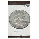 1958 d Benjamin Franklin half dollar