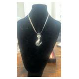 Sterling cat pendant and necklace