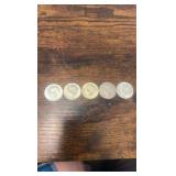 40% silver Kennedy half dollar lot of 5 1965-1969